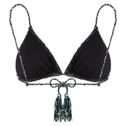 Shop Vilebrequin Pearl Jersey Rope Tresses Triangle Bikini Top In Noir