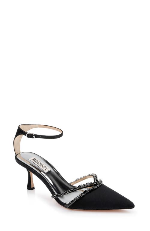 Ankle Strap Pointed Toe Pump in Black