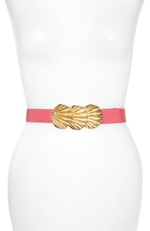 Sally Shell Clasp Leather Belt in Pink