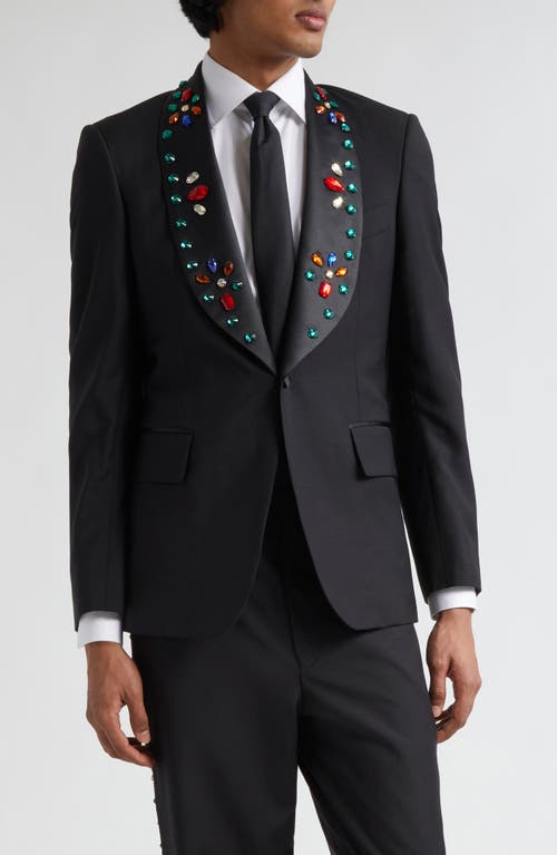 Bode Jeweled Lapel Tuxedo Jacket Black Multi at Nordstrom,