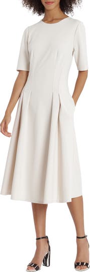 Maggy London Double Pleat A-Line Midi Dress | Nordstrom