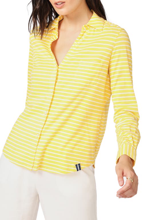 Court & Rowe Classic Stripe Cotton Button-Up Blouse in Canary Gold