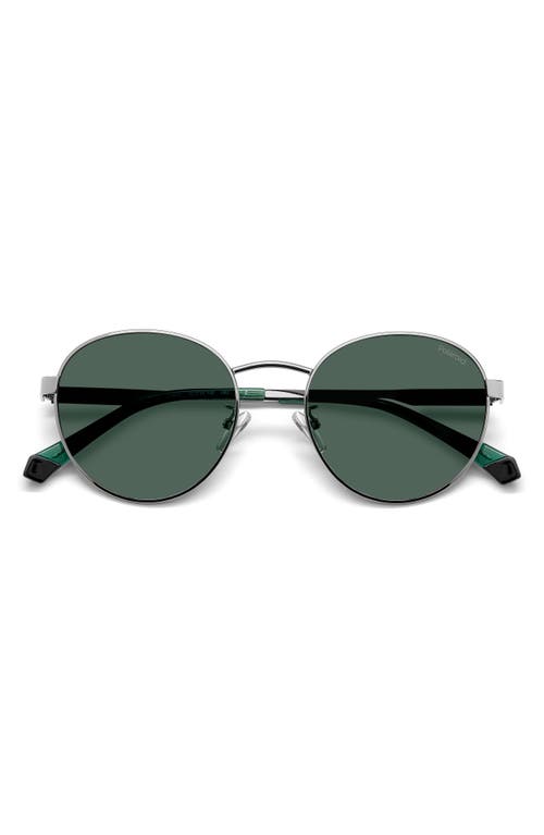 Shop Polaroid 52mm Polarized Round Sunglasses In Ruthenium/green Polarized