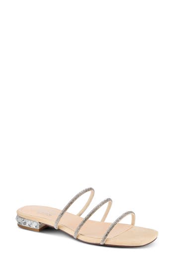 Azura By Spring Step Alluxure Crystal Slide Sandal In Gold