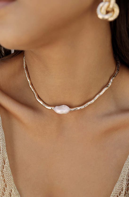 Shop Ettika Cultured Freshwater Pearl Choker Necklace In Gold