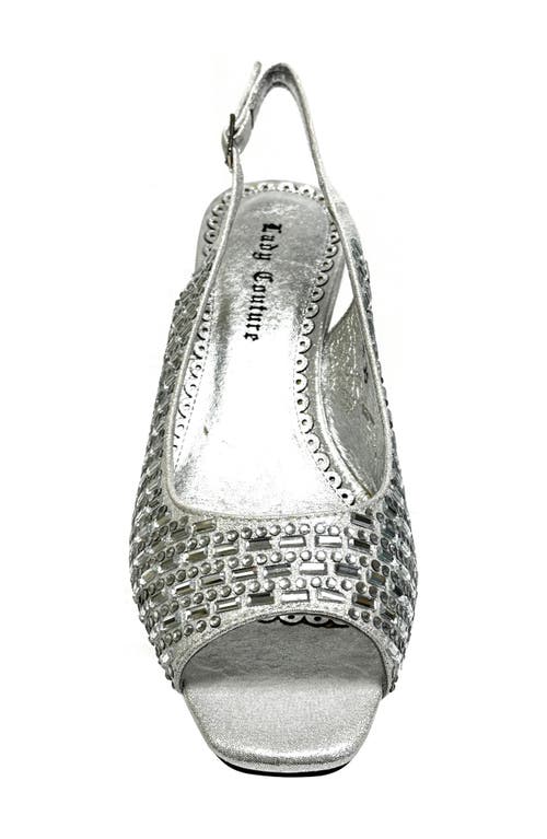 Lady Couture Queen Slingback Wedge Heel Sandal In Silver