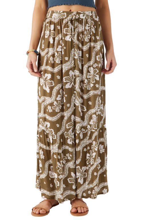 O'Neill Blaine Floral Tiered Maxi Skirt in Military Olive 