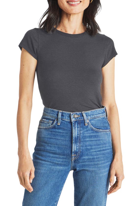 Shop Splendid Candice Crewneck Linen Blend T-shirt In Lead