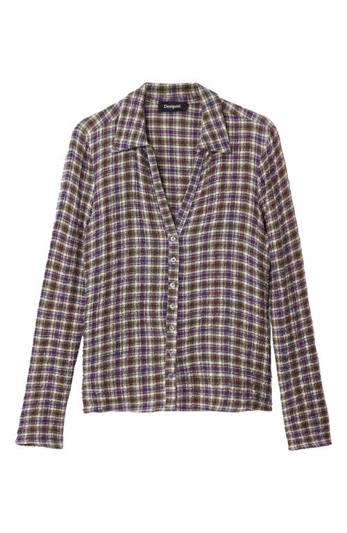 Desigual Niigata Plaid Button-up Shirt In Ivory/multi Plaid