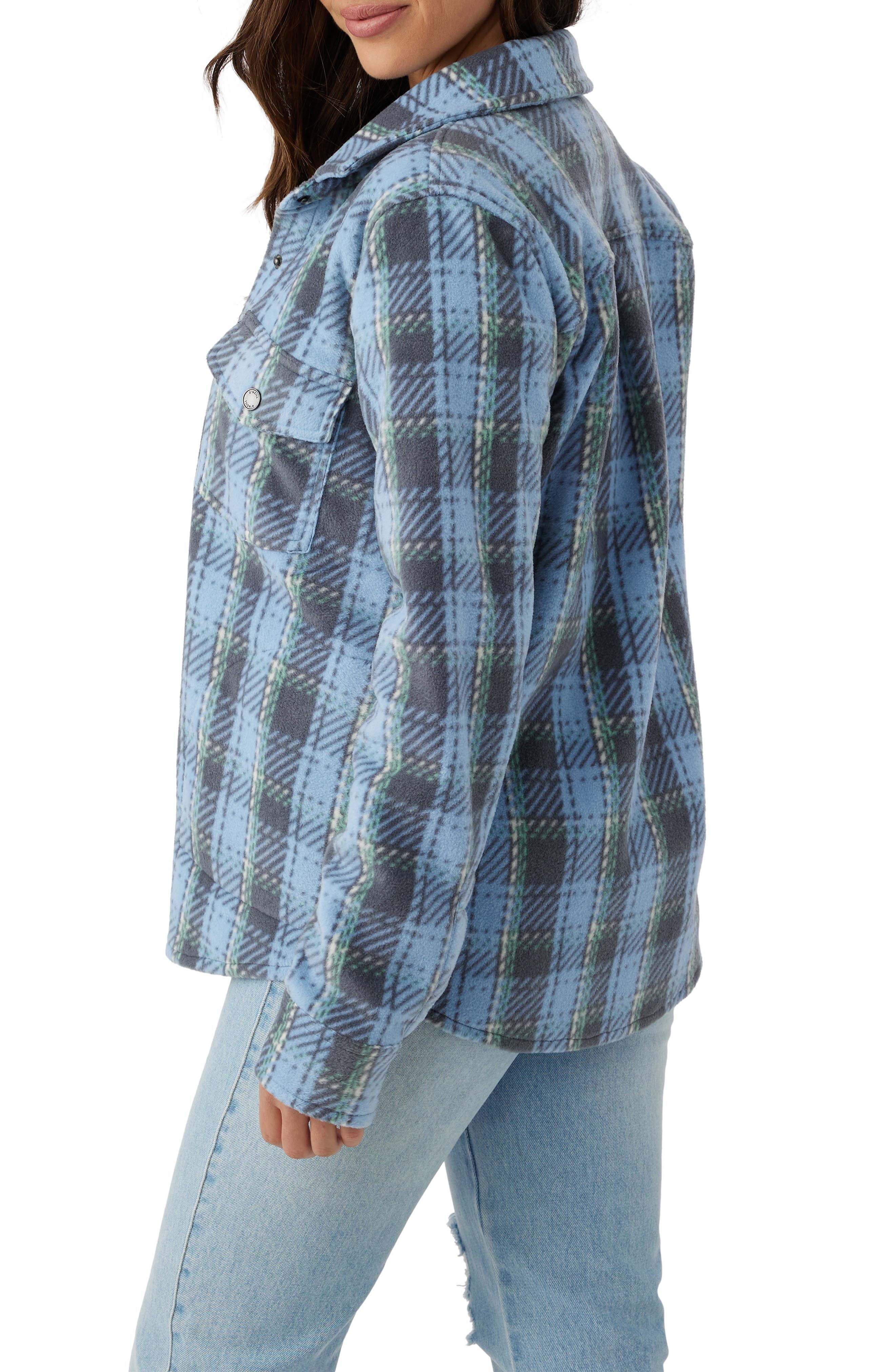 O'Neill Women's Zuma Superfleece Flannel Shirt, Large, Blue