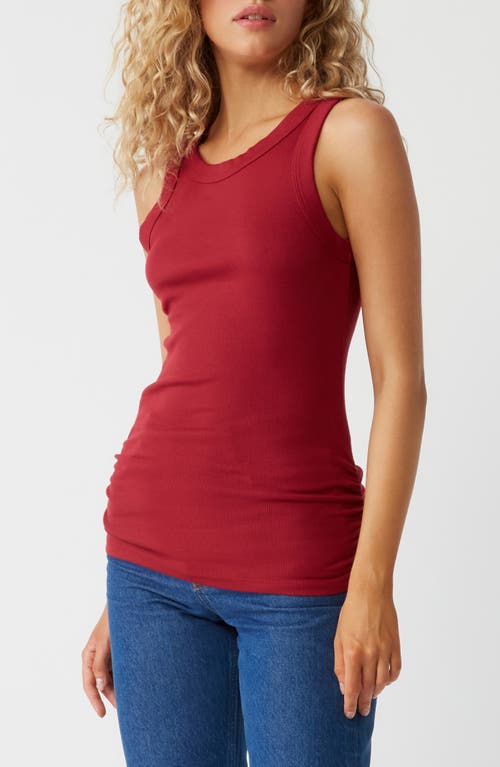 Shop Michael Stars Halley Side Ruched Tank In Carmine