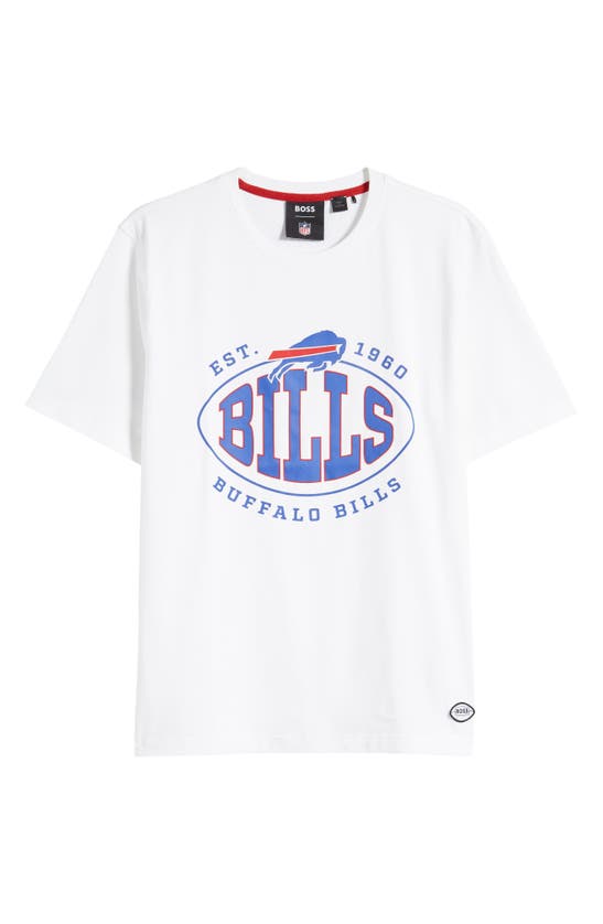 Shop Hugo Boss Boss X Nfl Stretch Cotton Graphic T-shirt In Buffalo Bills White