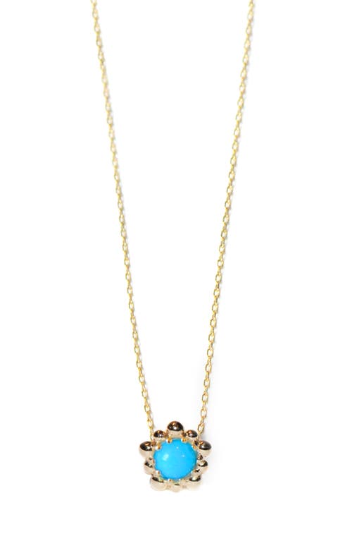 Anzie Dew Drop Turquoise Pendant Necklace in Gold/Turquoise