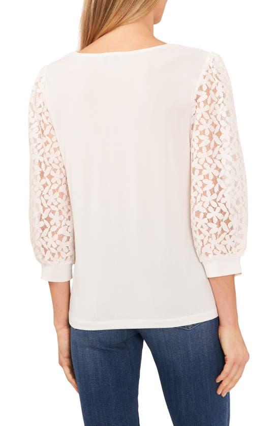Cece Lace Sleeve Top In New Ivory