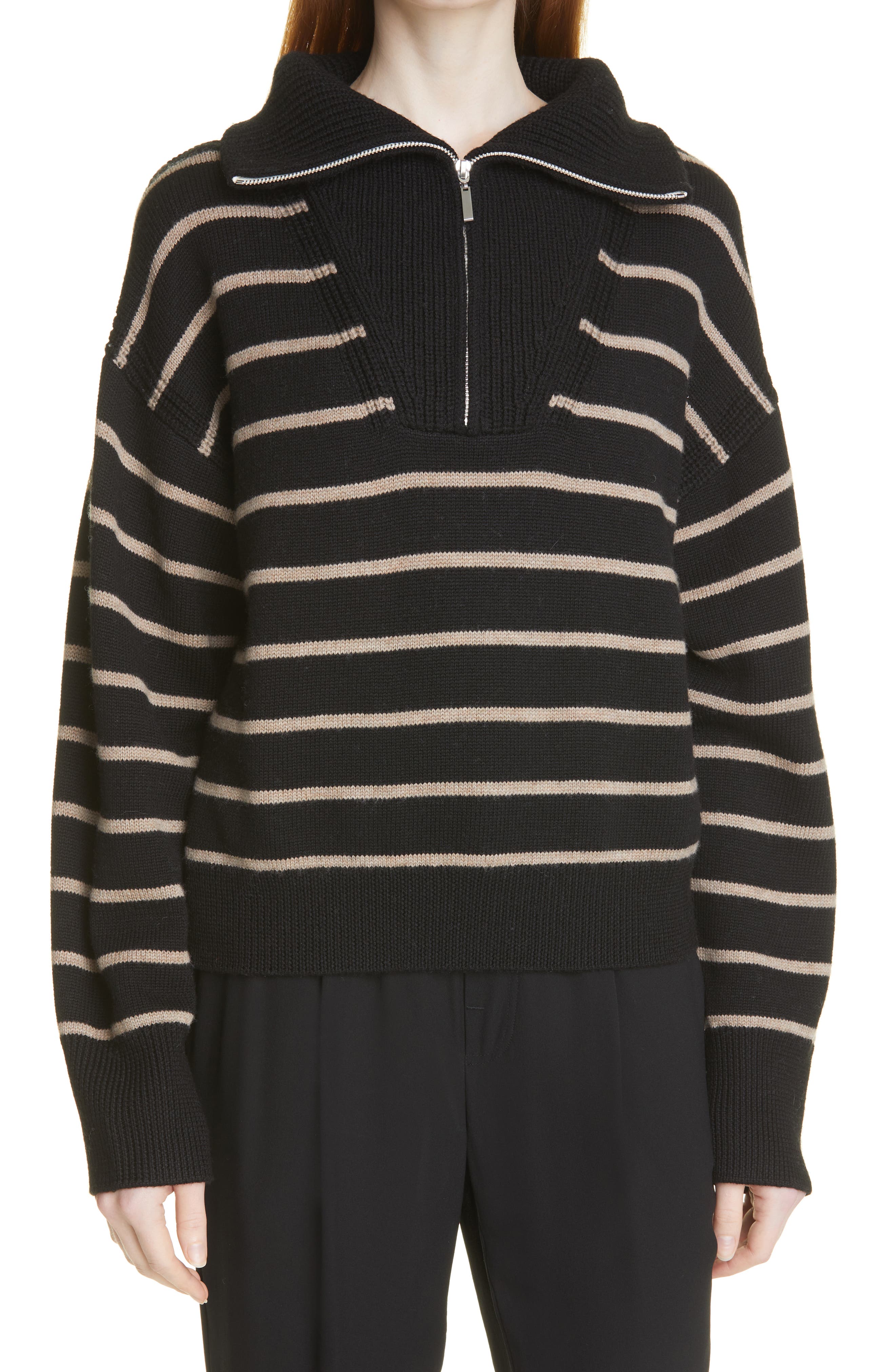 La Ligne Stripe Half Zip Merino Wool 
