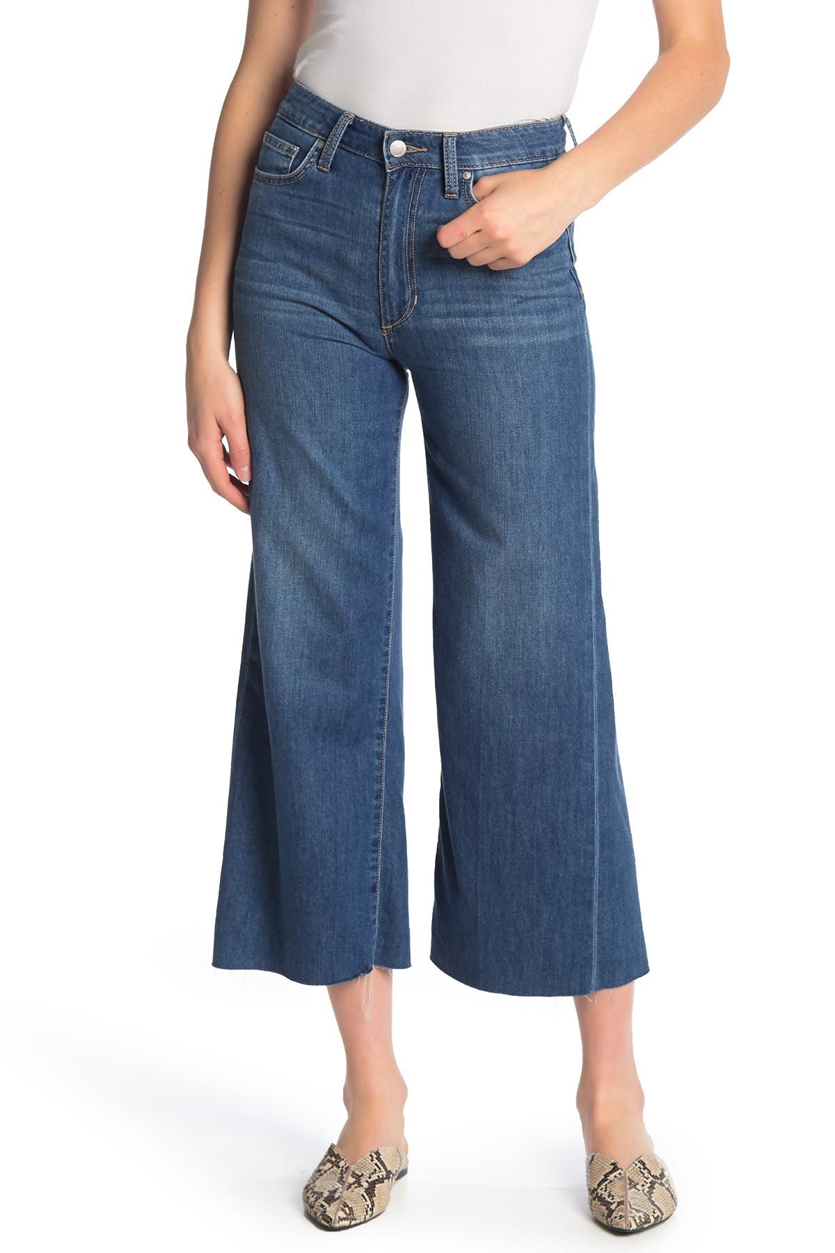 high waist wide leg cropped jeans