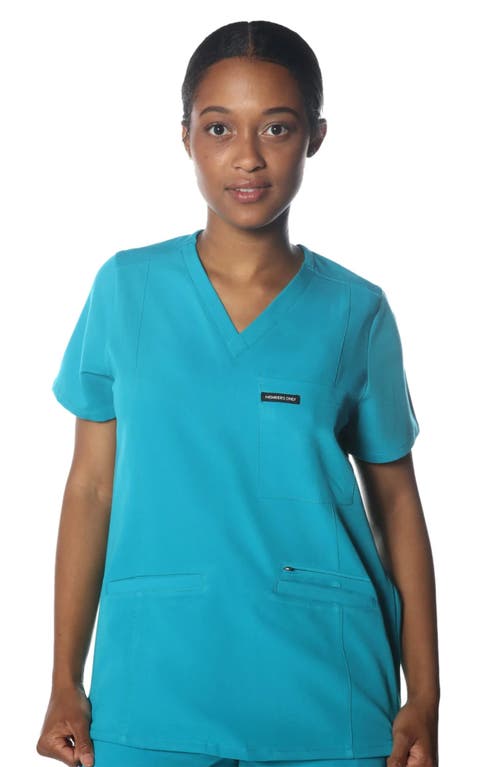 Shop Members Only Palermo 4-pocket Scrub Top In Teal