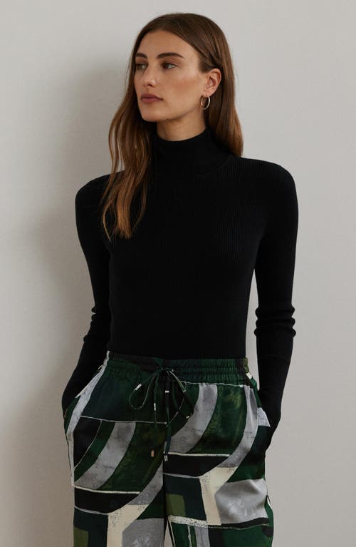 Ralph Lauren Lauren Amanda Rib Turtleneck Sweater In Polo Black