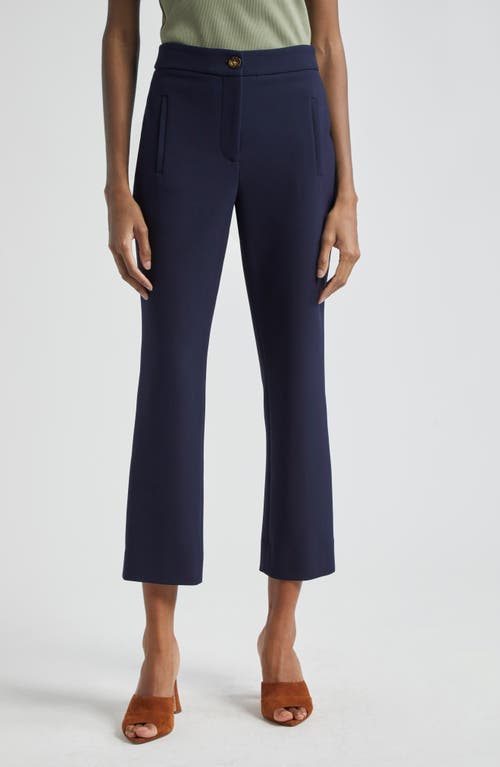 Shop Veronica Beard Arte Houndstooth High Waist Flare Ankle Pants In Navy