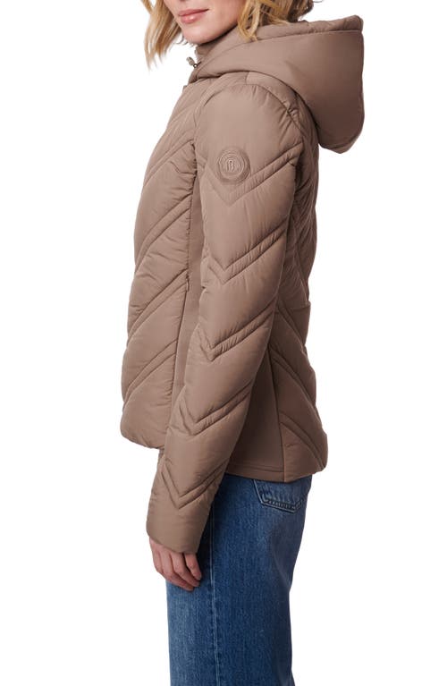 Shop Bernardo Hooded Puffer Jacket With Bib In Dusty Taupe