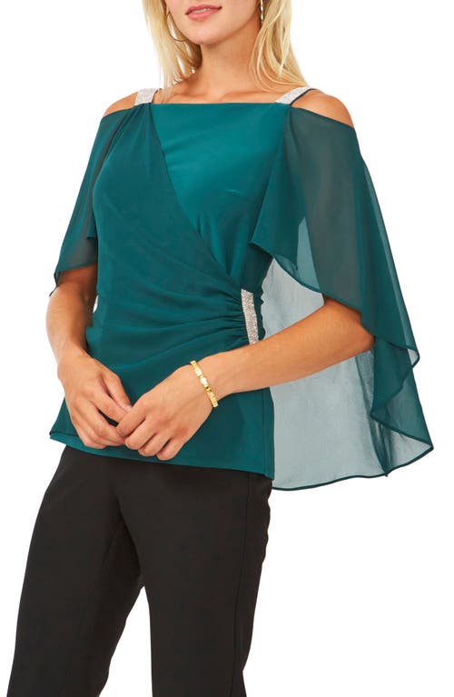 Chaus Drape Overlay Off the Shoulder Top in Emerald