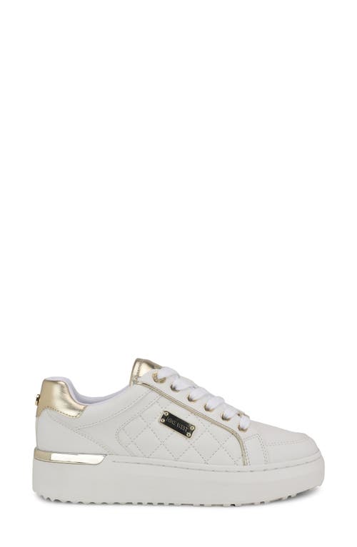 Shop Nine West Cafee Platform Sneaker In White Gold