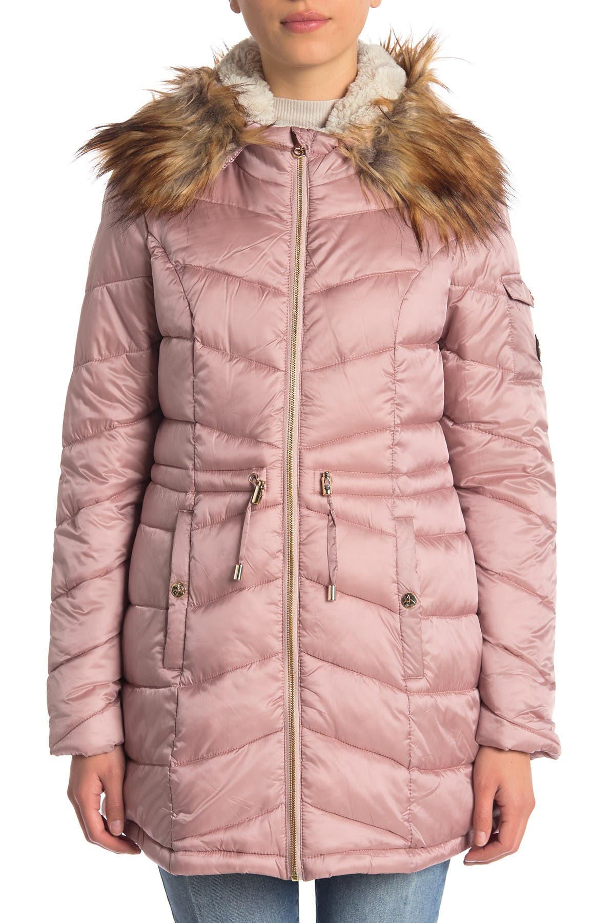 jessica simpson cozy faux fur lined hooded jacket