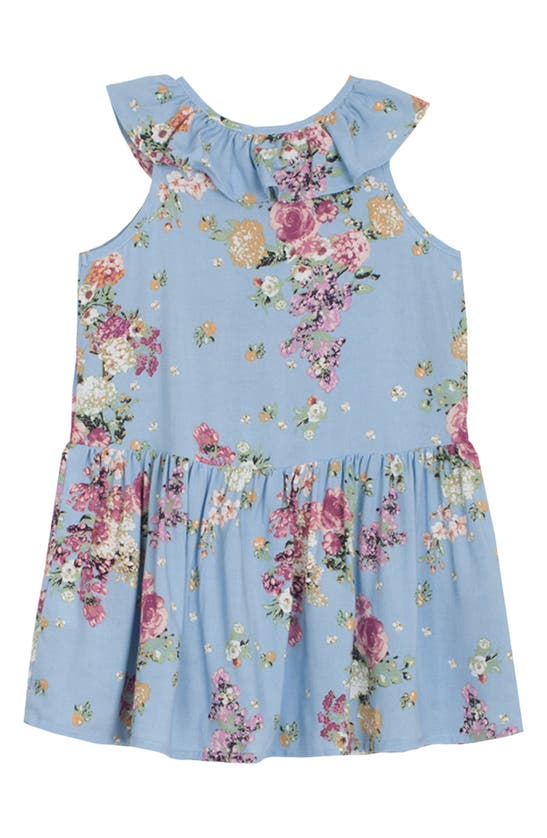 Shop Mabel + Honey Kids' Duchess Floral Dress In Blue