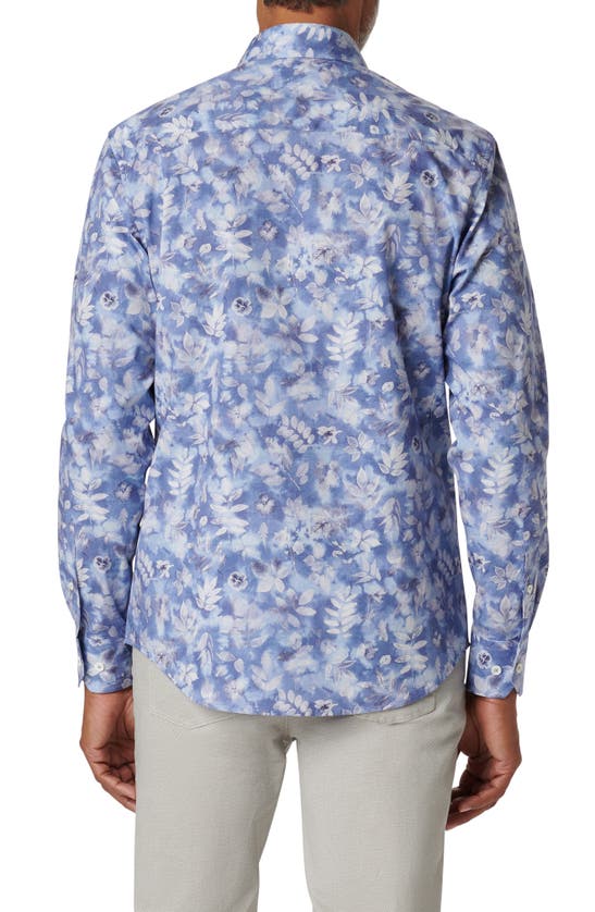 Shop Bugatchi Julian Shaped Fit Floral Stretch Cotton Button-up Shirt In Air Blue