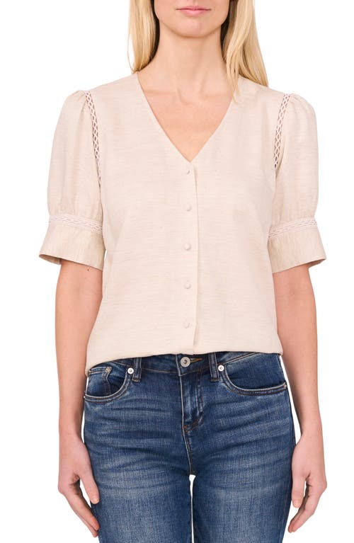 CeCe Puff Sleeve Top Beige at Nordstrom,