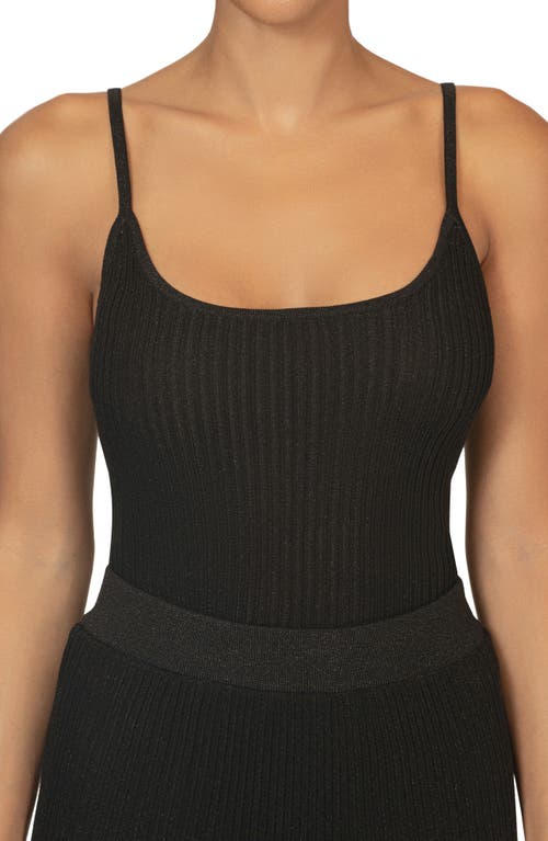 Jluxlabel Serena Metallic Rib Knit Camisole & Skirt Set In Black