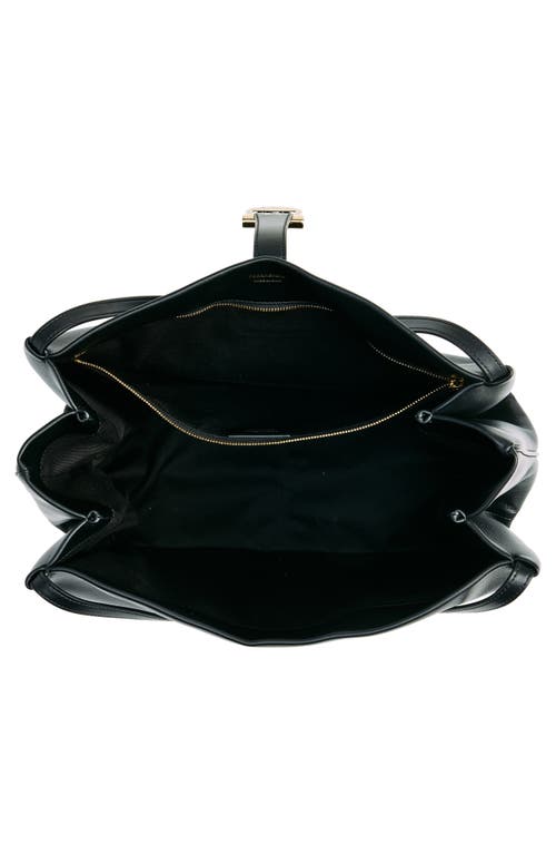 Ferragamo Gancini Medium Leather Tote Bag In Nero