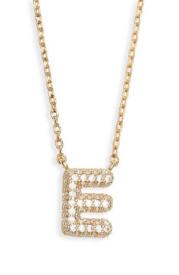 Leith Cubic Zirconia Initial Pendant Necklace In E- Clear- Gold