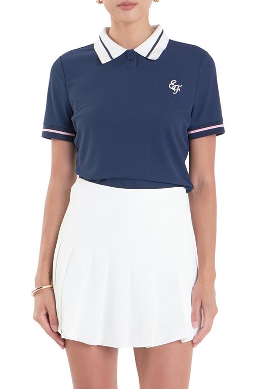 Shop English Factory Sports Club Colorblock Polo In Navy