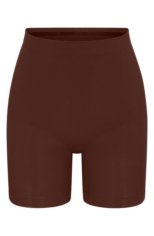 Skims High-waist Shine Shorts In Cocoa