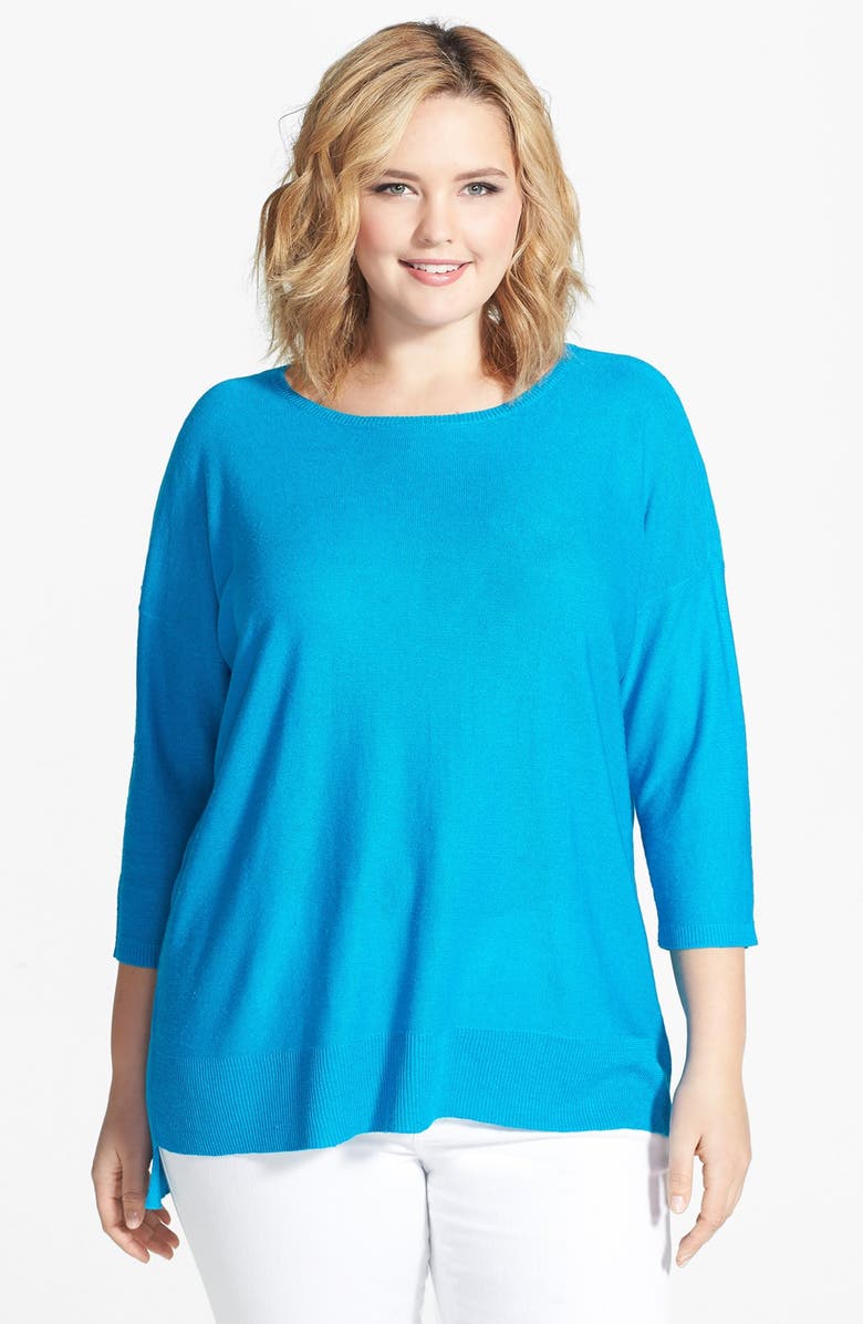 Foxcroft Knit Linen Blend Sweater (Plus Size) | Nordstrom