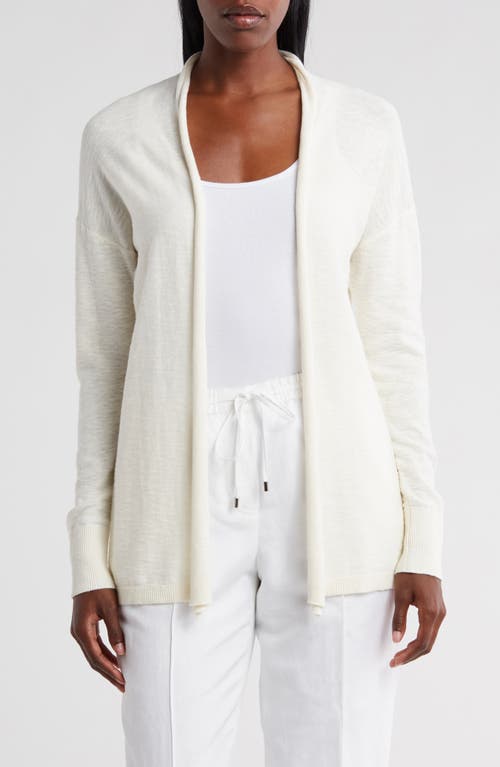 Shop Caslon ® Cotton & Linen Open Front Cardigan In Ivory Pristine