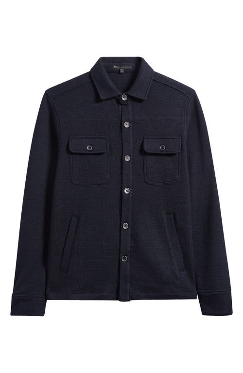 Shop Robert Barakett Mezner Wool & Cotton Knit Overshirt In Navy