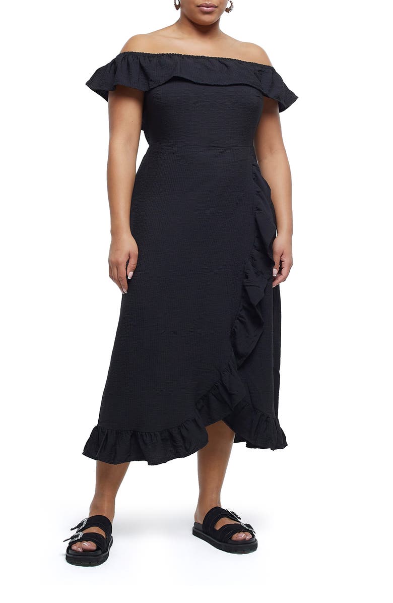 River Island Bardot Frill Off the Shoulder Dress | Nordstrom