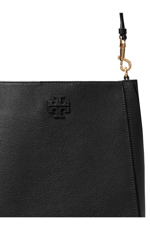 Shop Tory Burch Mcgraw Leather Bucket Bag In Black