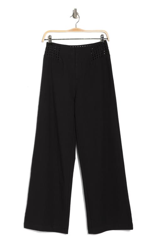 Shop Hurley Kate Eyelet Accent Wide Leg Cotton Pants In Black