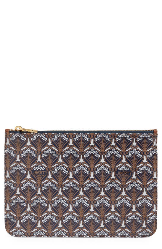 Shop Liberty London Coated Canvas Zip Pouch In Sand Multi