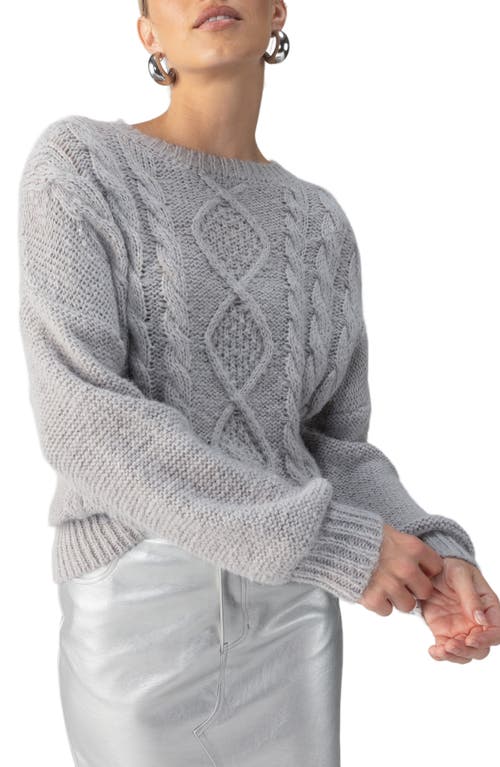 Shop Sanctuary Cozy Cable Stitch Crewneck Sweater In Heather Asphalt