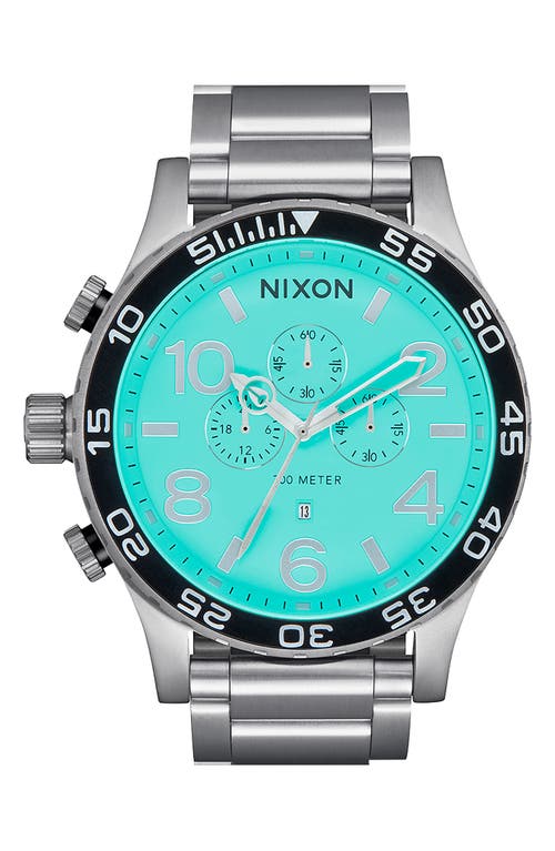 Nixon 51-30 Chronograph Bracelet Watch, 51mm In Silver/turquoise