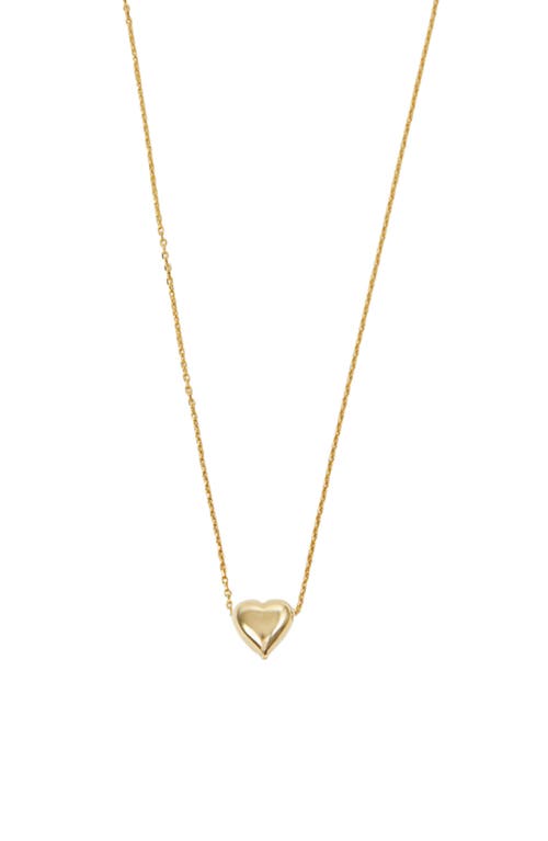 Argento Vivo Sterling Silver Carded Puffy Heart Pendant Necklace in Gold 