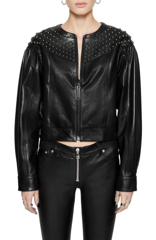 Rebecca Minkoff Ozzy Studded Leather Jacket True Black at Nordstrom,