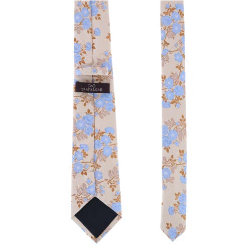 Shop Trafalgar Florian Silk Novelty Necktie In Yellow And Light Blue