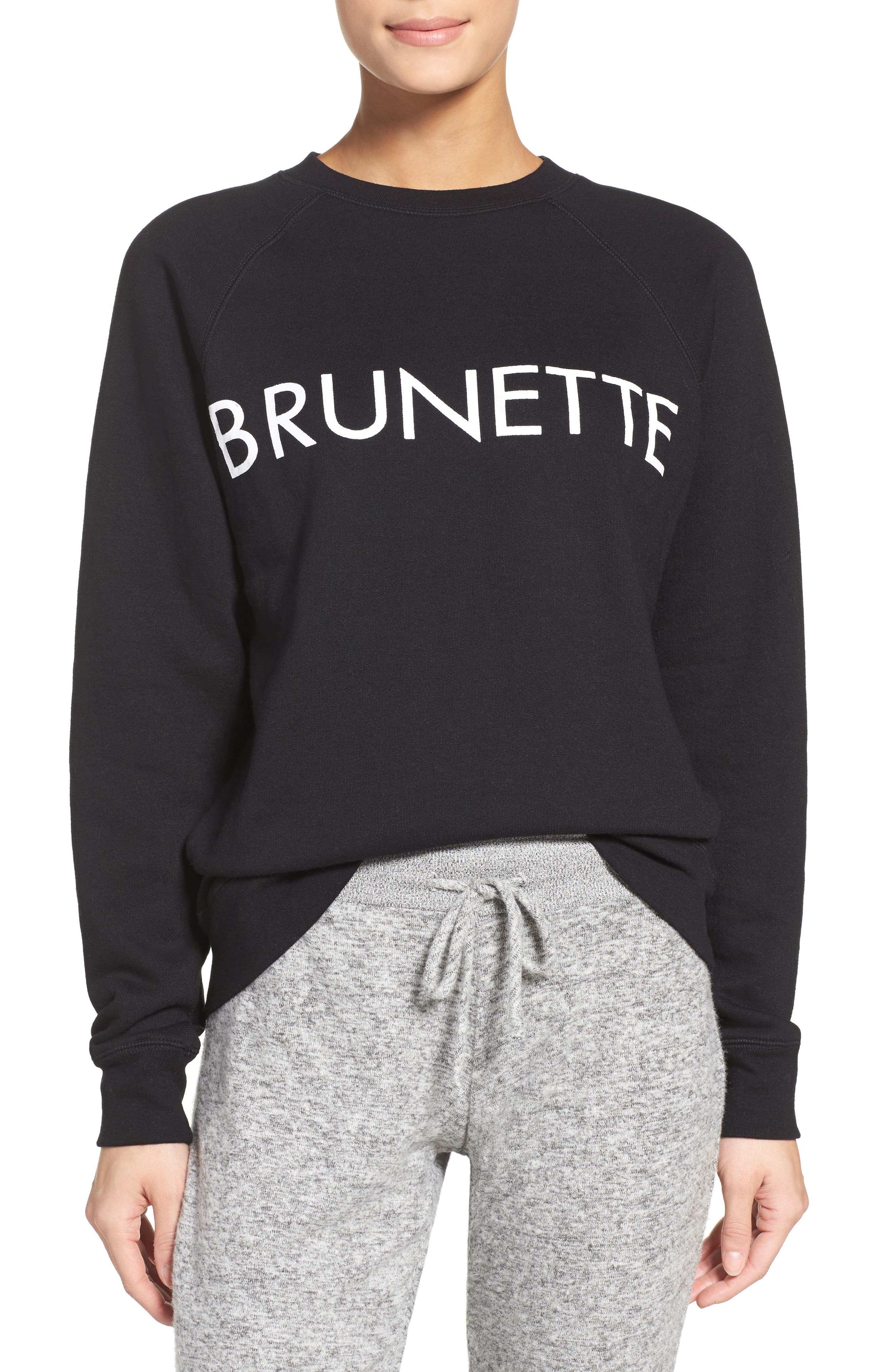 brunette sweatshirt