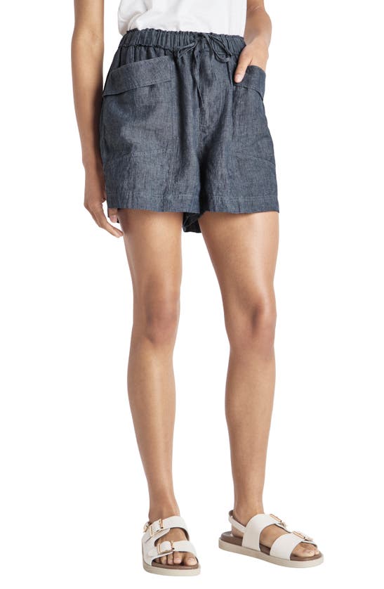 Shop Splendid Stella Linen Shorts In Navy
