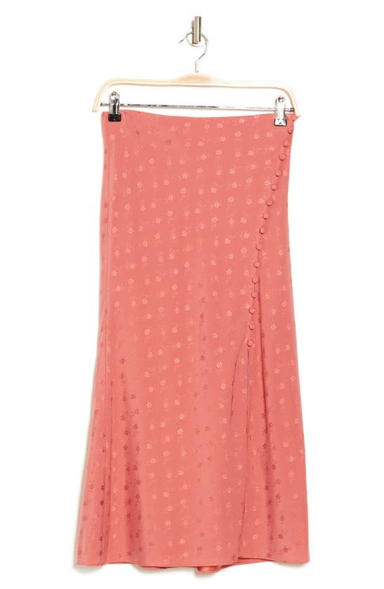 Shop Veronica Beard Franconia Covered Button Midi Skirt In Faded Rose